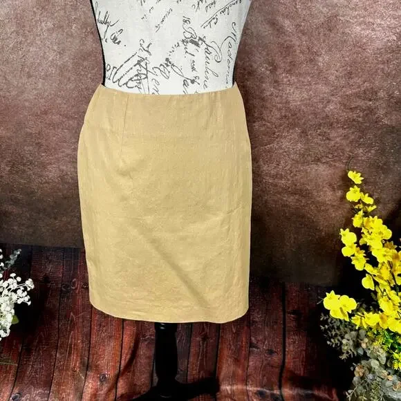 Cedric Charlier Knee Length Pencil Skirt Tan Size 8